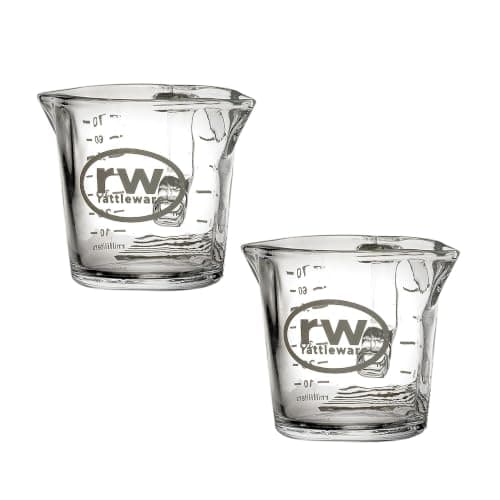 Rattleware Double Spout Espresso Shot Glass Pitcher, 3 oz (2-pack)